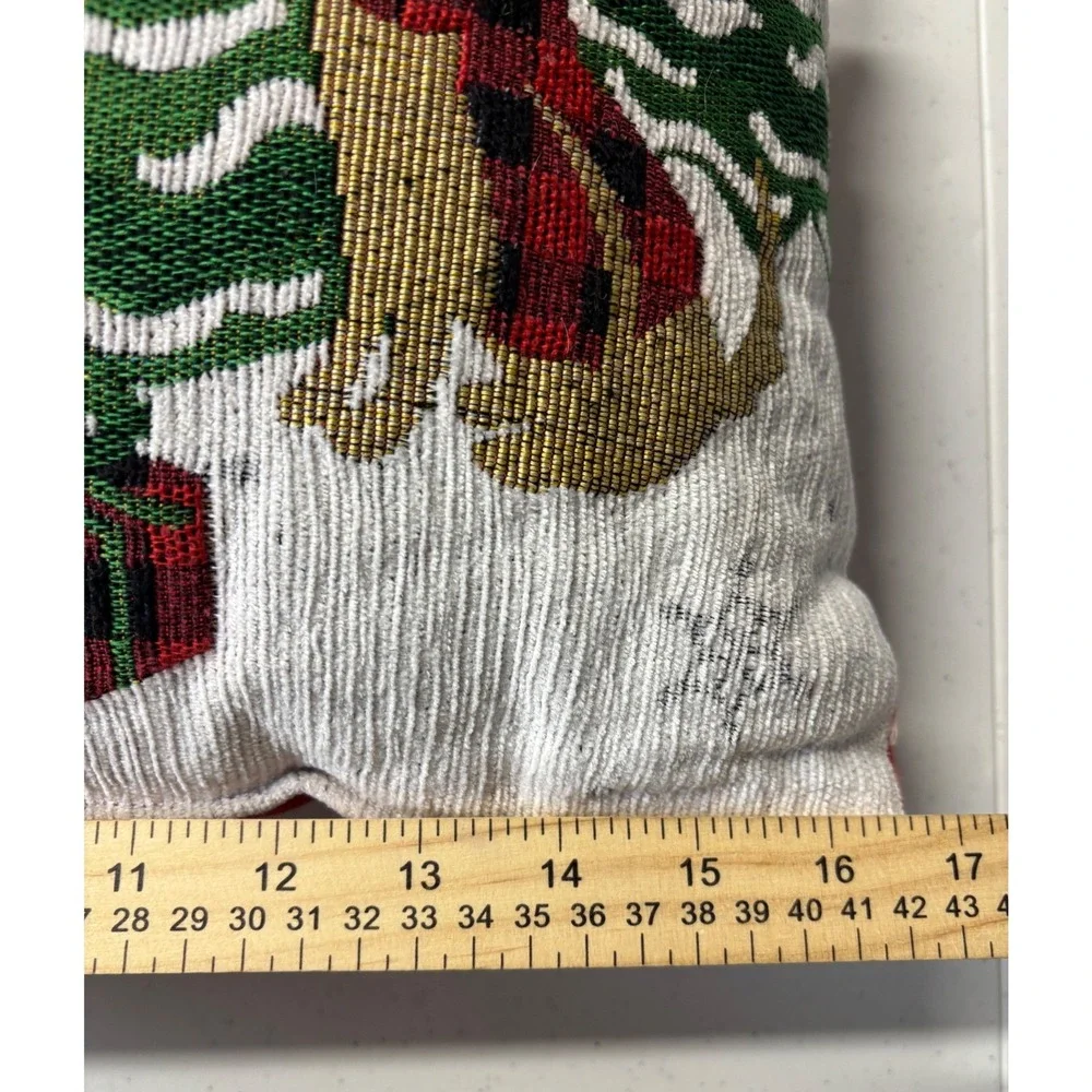 Tapestry Christmas Throw Pillow Black Lab Goldendoodle Buffalo Plaid Trees Gifts